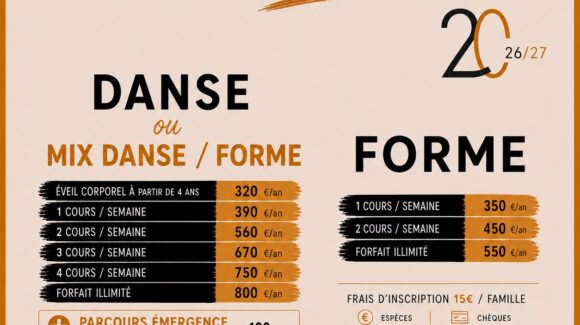 PLANNING et TARIFS 2026/27